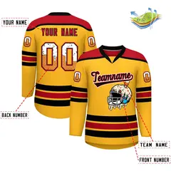 Yellow Red Ice Cream Helmet Pattern Hockey Jersey 2