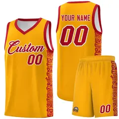 Yellow Red Indians Pattern Basketball Uniform Jersey 1