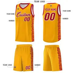 Yellow Red Indians Pattern Basketball Uniform Jersey 5