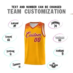 Yellow Red Indians Print Basketball Uniform Jersey 4
