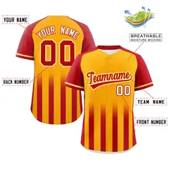Yellow Red Raglan Gradient Thick Stripe Baseball Jersey 2