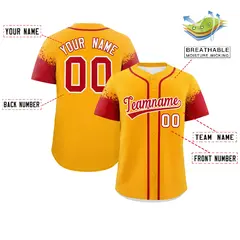 Yellow Red Raglan Sleeves Authentic Baseball Jersey 2