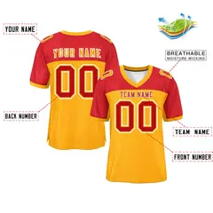 Yellow-Red Raglan Sleeves Fashion Authentic Football Jersey 2