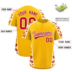 Yellow Red Side Camo Baseball Jersey 2
