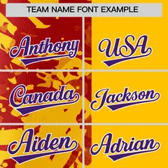 Yellow Red Split Graffiti Raglan Sleeve Baseball Jersey 3