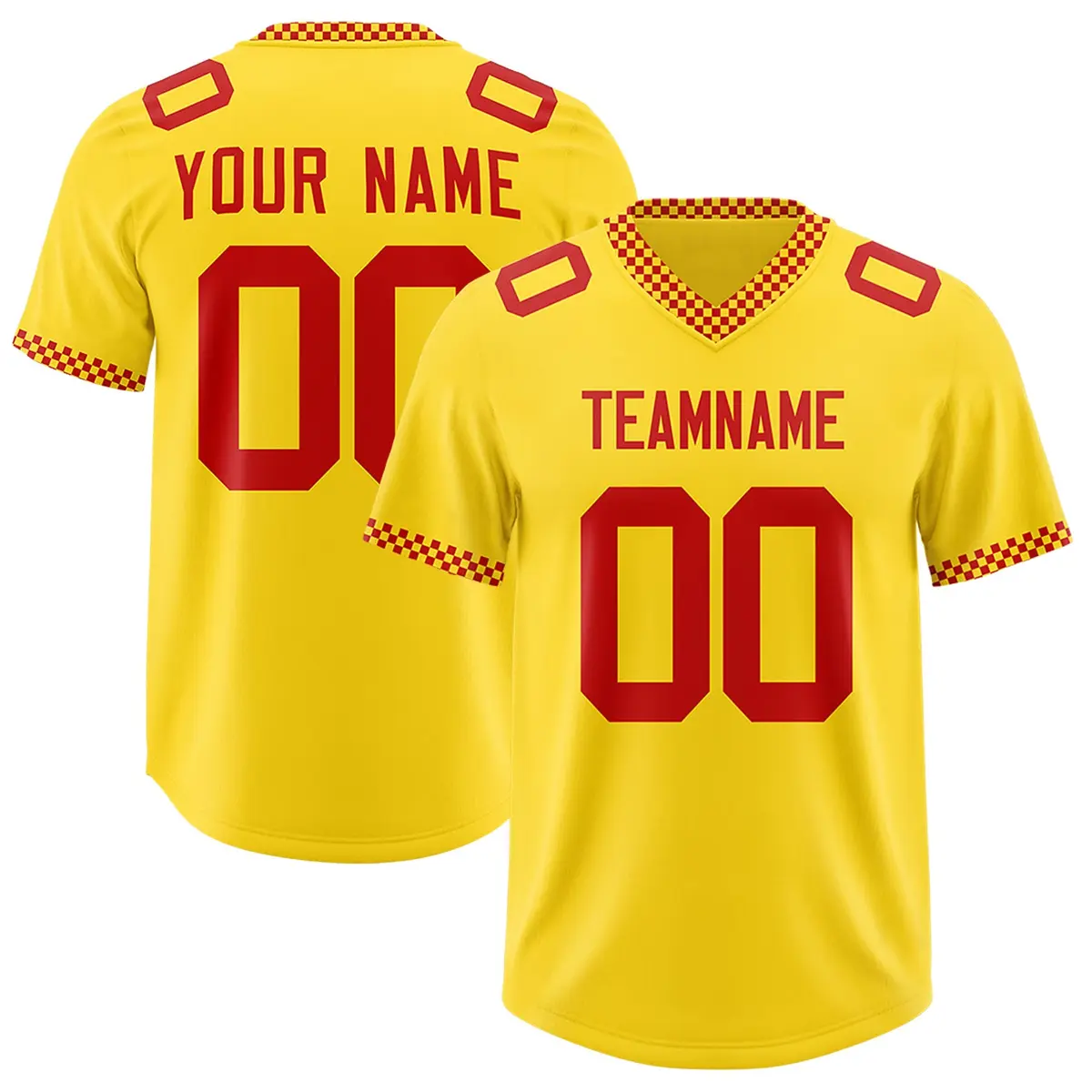 Yellow Red Square Neckline Classic Authentic Football Jersey