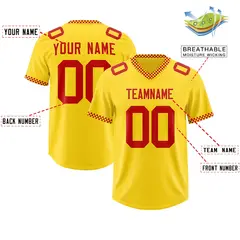 Yellow Red Square Neckline Classic Authentic Football Jersey 2