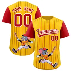Yellow Red Stripe Animals Graffiti Raglan Baseball Jersey 1