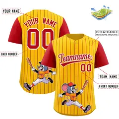 Yellow Red Stripe Animals Graffiti Raglan Baseball Jersey 2