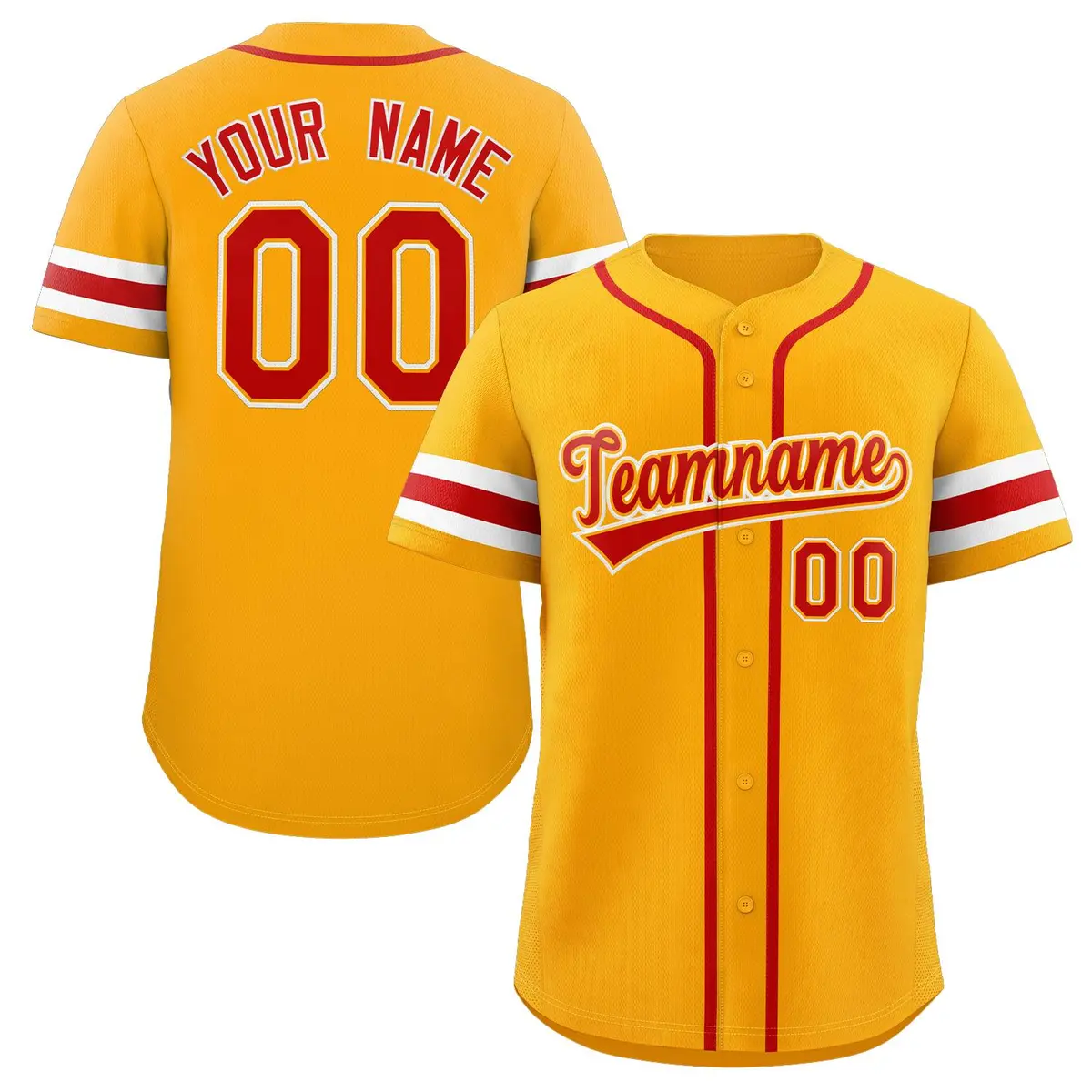 Yellow Red-White Classic Authentic Baseball Jersey