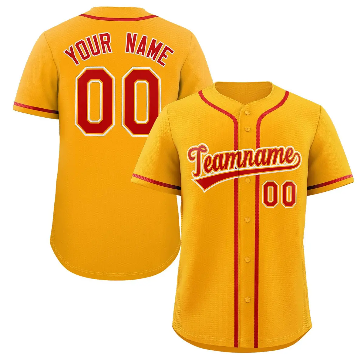 Yellow Red-White Classic Authentic Baseball Jersey