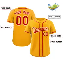 Yellow Red-White Classic Authentic Baseball Jersey 2