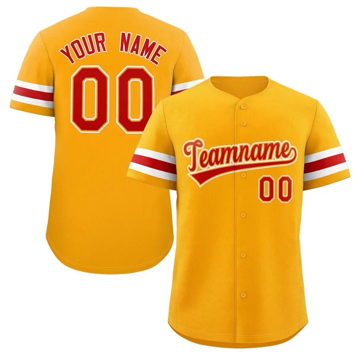 Yellow Red-White Classic Authentic Baseball Jersey