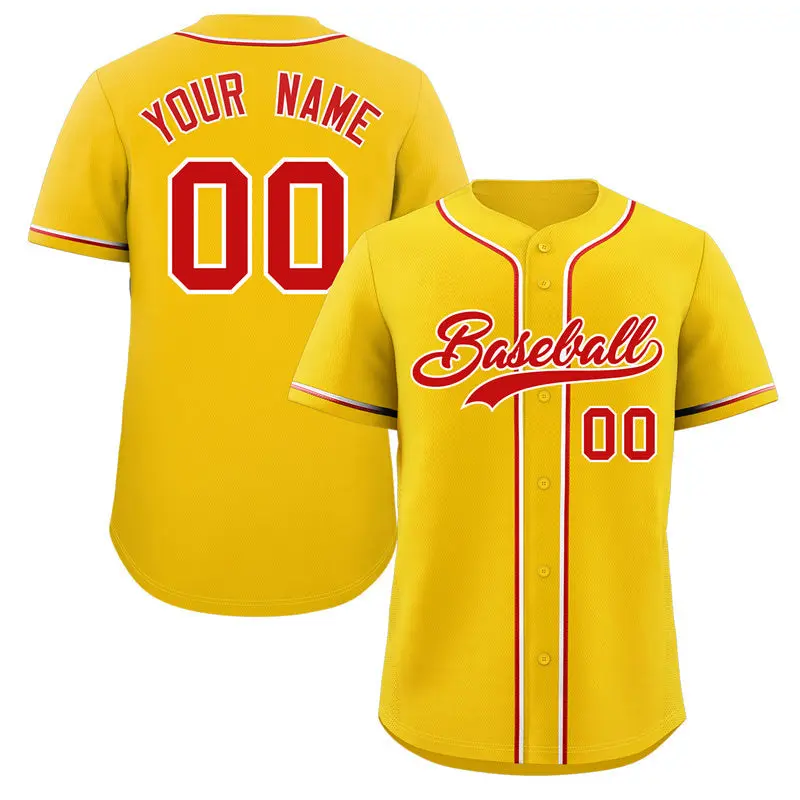 Yellow Red-White Classic Authentic Baseball Jersey