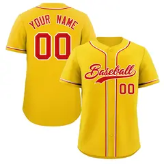 Yellow Red-White Classic Authentic Baseball Jersey
