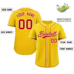 Yellow Red-White Classic Authentic Baseball Jersey 2