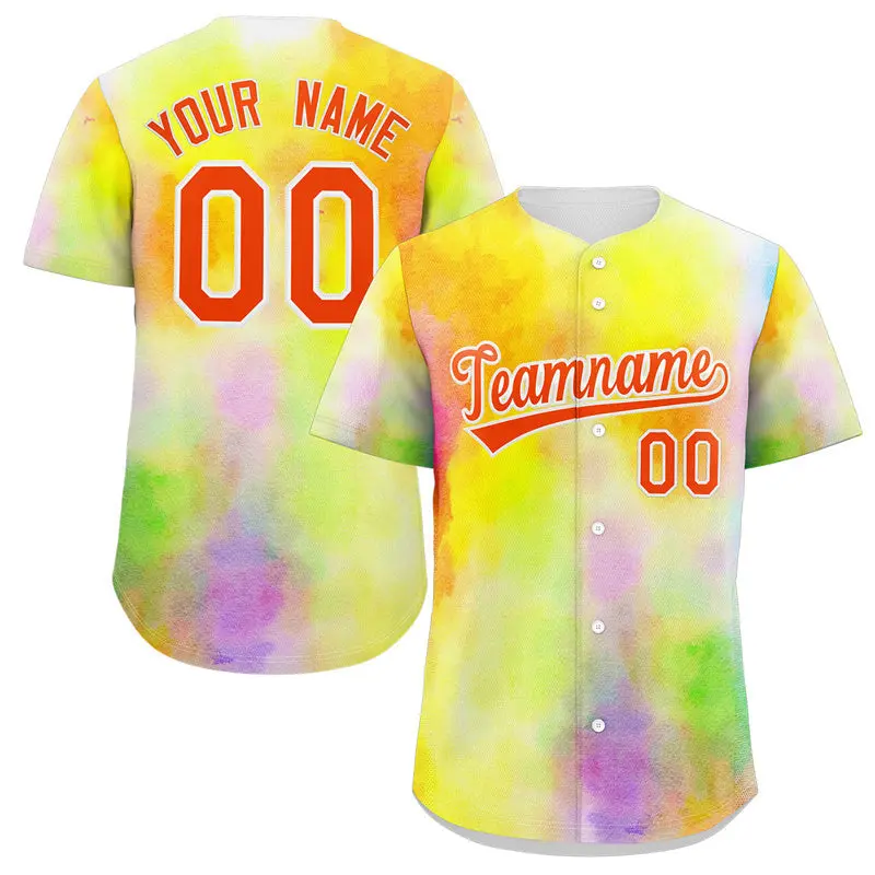 Yellow Red-White Graffiti Authentic Baseball Jersey