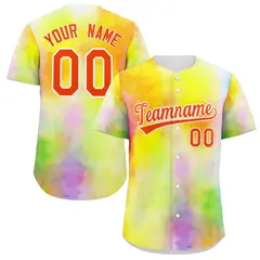 Yellow Red-White Graffiti Authentic Baseball Jersey
