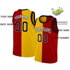 Yellow Red-White Split Fashion Basketball Jersey 2