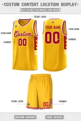 Yellow Red-White Star Pattern Basketball Jersey 2