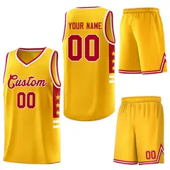 Yellow Red-White Star Pattern Basketball Jersey 5