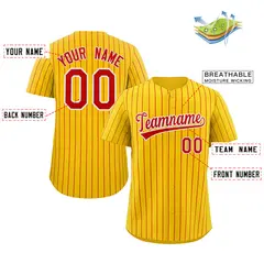 Yellow Red-White Stripe Authentic Fashion Baseball Jersey 2