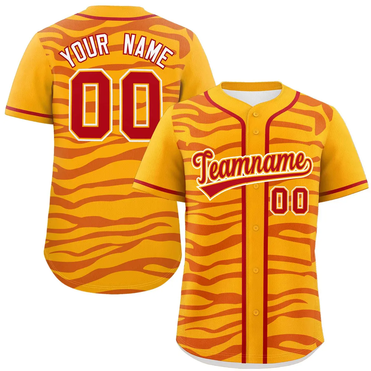 Yellow Red Zebra Graffiti Authentic Baseball Jersey