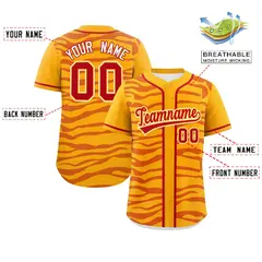 Yellow Red Zebra Graffiti Authentic Baseball Jersey 2