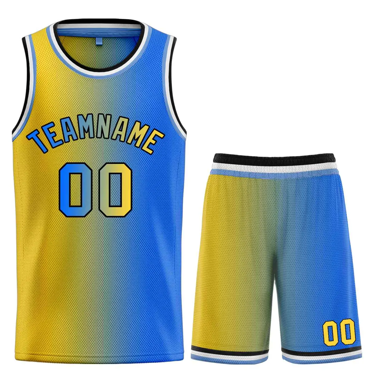 Yellow Royal-Black Bull Gradient Fashion Basketball Jersey