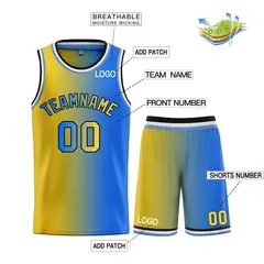 Yellow Royal-Black Bull Gradient Fashion Basketball Jersey 3