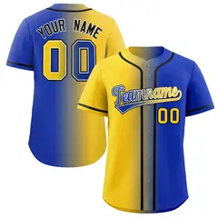 Yellow Royal-Black Gradient Baseball Jersey