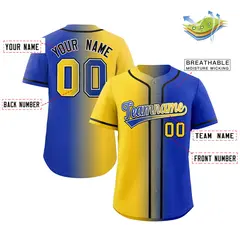 Yellow Royal-Black Gradient Baseball Jersey 2