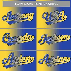 Yellow Royal-Black Gradient Baseball Jersey 3