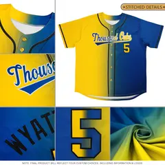 Yellow Royal-Black Gradient Baseball Jersey 5