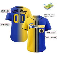 Yellow Royal-Black Gradient Baseball Jersey 2