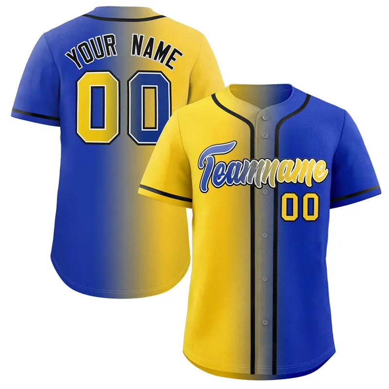 Yellow Royal-Black Gradient Baseball Jersey