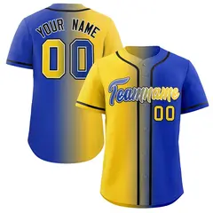 Yellow Royal-Black Gradient Baseball Jersey