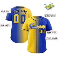 Yellow Royal-Black Gradient Baseball Jersey 2