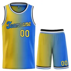 Yellow Royal-Black Gradient Basketball Jersey Sets