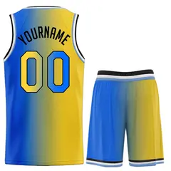 Yellow Royal-Black Gradient Basketball Jersey Sets 2