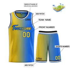 Yellow Royal-Black Gradient Heal Basketball Jersey 3