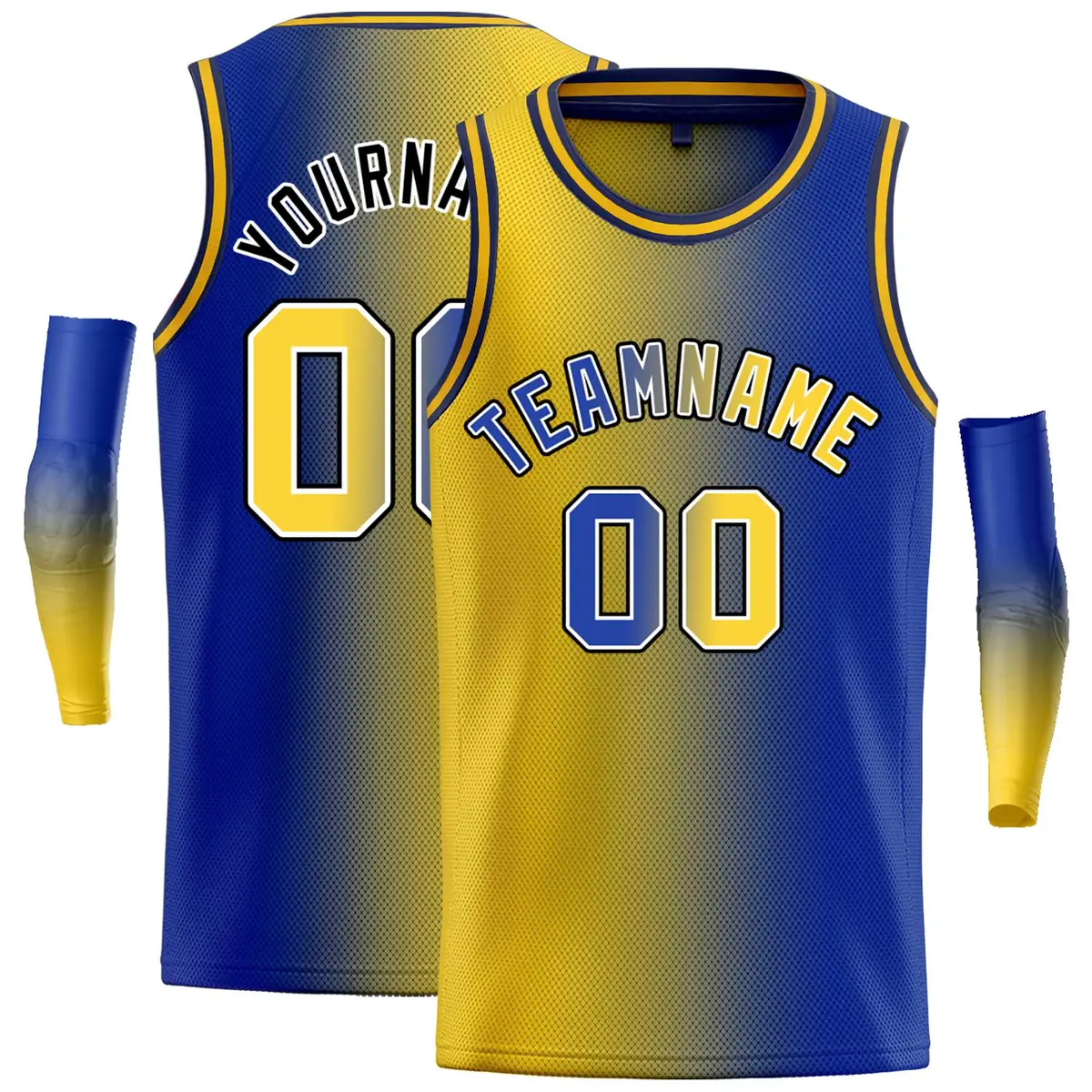 Yellow Royal Black-Royal Gradient Bull Basketball Jersey