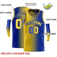 Yellow Royal Black-Royal Gradient Bull Basketball Jersey 2