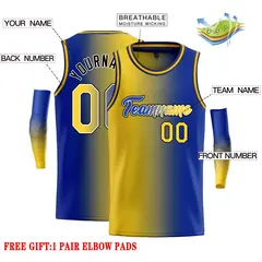 Yellow Royal Black-Royal Gradient Heal Basketball Jersey 2