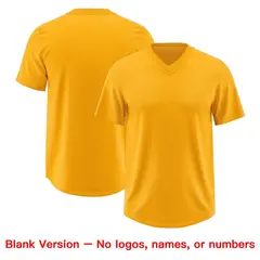 Yellow Royal Blue Sequin Lettering Football Jersey 7