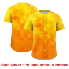 Yellow Royal Blue White Puzzle Elements Baseball Jersey 7