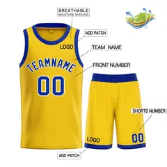 Yellow Royal Bull Classic Sets Basketball Jersey 3