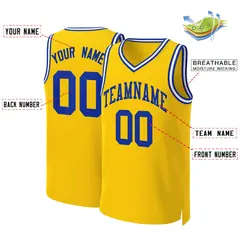 Yellow Royal Classic Team Basketball Jersey 2