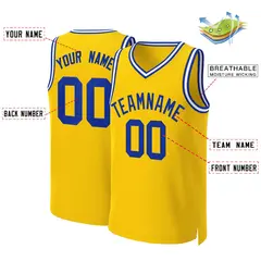 Yellow Royal Classic Team Basketball Jersey 2