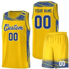 Yellow Royal Graffiti Pattern Basketball Jersey 1